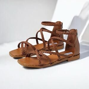 STEVE MADDEN Tessi Braided Strappy Gladiator Sandal Cognac Brown 6.5 NWT